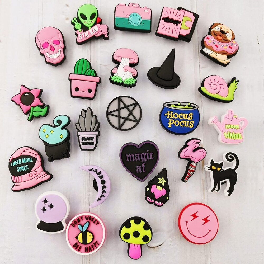 Shoe Charms Pink Witch Goth Dog Cat Cowgirl Clogs Shoe Decoration - Picture 4 of 7